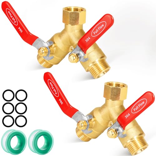 SIGURANTA Garden hose diverter, full-flow, heavy-duty brass 2-way high flow, outdoor faucet Y-valve closure diverter connector, garden hose high-flow diverter adapter. (2-Way Full Flow 2PCS) - color: 2-Way Full Flow 2PCS