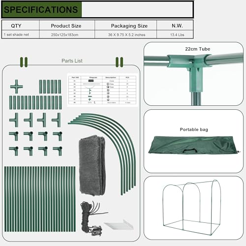 Portable Large 4'x4' Sunshade Cloth Gardening Net,Easy Set up Crops Shade Net 5.7FT Tall Cover, UV Resistant Plant 80% Sunblock for Vegetables,Fruits and Mini Flower Pot with Stakes - size: 4X4X5.74FT