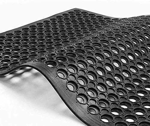 tonchean Rubber Floor Mat with Drainage Holes 83x36x0.4in Anti-Fatigue Mat | Commercial Rubber Mat with Non-Slip Backing Heavy Duty Drainage Floor Mats for Commercial Restaurant Kitchen Bar Use Wet Area