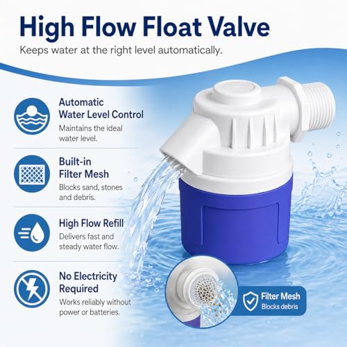 1 Inch NPT Threaded Side Inlet Automatic Water Float Valve (1'') | Automatic Water Level Control, Shut Off Valves, For Water Tank, Pool, Livestock Troughs - size: 1''