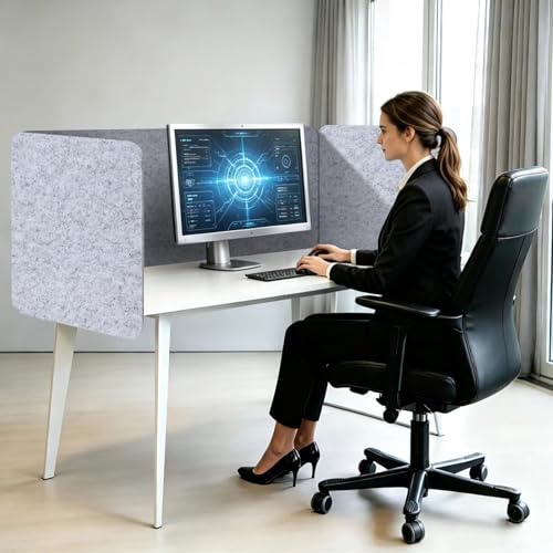 Desk Divider 2 Pcs Desk Privacy Panel 47.2'' x 23.6'',Acoustic Sound Absorbing and Noise Reducing Desk Partition for Office Desk,Clamp-on Desk Divider Partition with Adjustable Universal Base - size: 47.2''L x 23.6''W