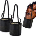 2 Pcs Horse Feed Bag, Heavy Duty Mesh Feeder with Adjustable Strap, Black | Hay Bag, Grazing Muzzle, Slow Feeder, Trail Riding, Stall Use, Equine, Waterproof Bottom, Breathable Mesh, Padded Neck - color: Black
