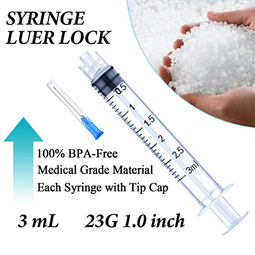 4 Pack 3ml Disposable Syringe with 23Ga 1.0 Inch, Luer Lock Syringes, Individual Sterilized Wrapped - color: 4 Pack