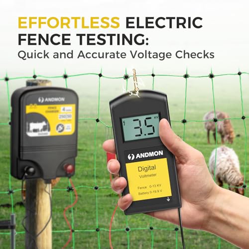 Versatile Electric Fence Tester, Battery Testing with Large LCD Display, Digital Electric Fence Voltage Tester, Accurate Testing Range 0 to13000V, Portable Design