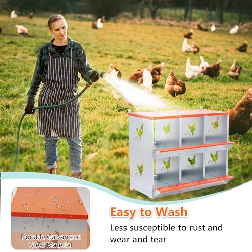6 Compartment Galvanized Steel Nesting Box Wall Mount | Galvanized Steel Rustproof & Weather Resistant|Vented Design Keeps Interior Dry & Odor Free|Tool-Free Assembly - size: 31.8"L x 17.0"W x 25.0"H