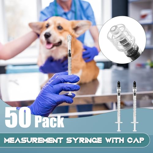 TrelaCo 50 Pack Syringe Without Needle Disposable Plastic Syringes with Cap Measuring Dispensing Tools Individually Sealed for Pets Feeding(1 ml) - size: 1 ml