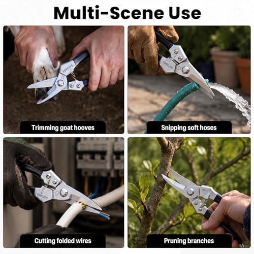 Goat Hoof Trimmers, Sheep Shears, Goat Hoof Trimmer Kit, Pruning Shears Horse Grooming Supplies Hoof Accessories – Versatile Hoof Wire and Pipe Cutting Tool for Pruning Plants as Pruning Shears - color: Silver