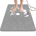 Shower Mat Non Slip, 32" x 24" Large Soft Loofah Shower Mats for Inside Shower with Drain Hole in Middle, Anti Slip Shower Floor Mat for Elderly, Quick Drying, Grey - size: 32" x 24" (Rectangular)