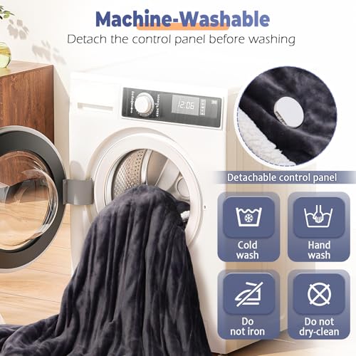 Wearable Heated Blanket with Foot Pocket, Electric Wearable Throw Blanket with Sleeves, Hood, Portable Heated Blanket with 8 Heat Settings, 1-10 Hours Auto Shut-off, Gift for Family, Friends, 50*70" - color: Grey
