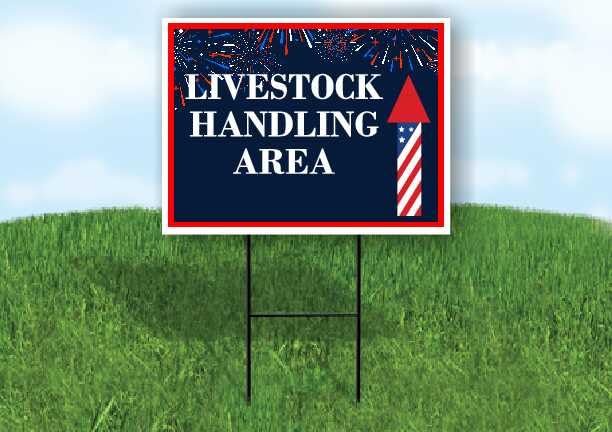 Livestock Handling Area 4Th Of July American Flag Usa Patriotic Fireworks Up Arrows Double Sided 18x24 in. Yard Road Sign - size: Double Sided Up Directional Arrows