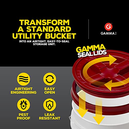 GAMMA2 Gamma Seal Lid - Pet Food Storage Container Lids - Fits 3.5, 5, 6, & 7 Gallon Buckets, Red, Made in USA - color: Red, size: Fits 3.5, 5, 6, & 7 Gallon Buckets