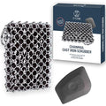 316L Cast Iron Scrubber Kit with Scraper Tool - Silicone Insert for Pan | Zylark Pan Cleaner Scrubber with Silicone Insert - Cast Iron Cleaning Kit - Chainmail Scrubber for Cookware - style: Black CIS with Scraper