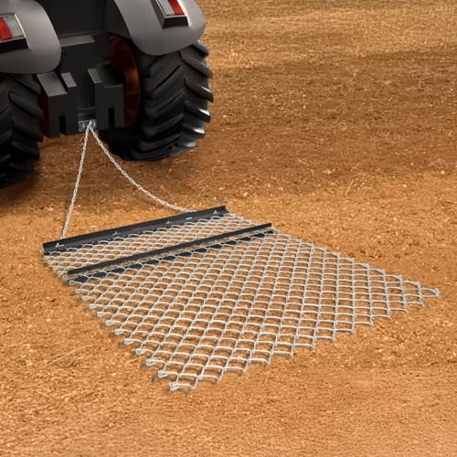 VEVOR Drag Harrow, 4 x 5 ft Chain Harrow - Made from Q235 Steel, UTV Tractor Attachments for Landscape Leveling or Sod Prepping, Durable Harrow Rake for Gravel Driveway, Farm Field Garden Black - size: 4 x 5 ft