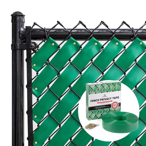 Chain Link Fence Privacy Tape (Emerald Green) | Gardening, Outdoor Wall, Balcony, Patio, Yard, Injury Prevention, Safety Fence Cover for Dog, Other Pet Hedge Slats - color: Emerald Green