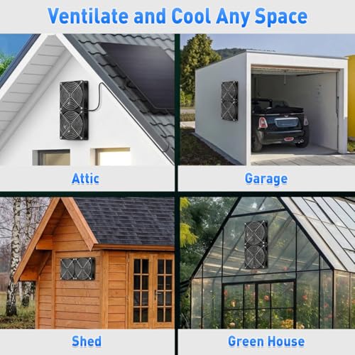 Solar Powered Fan, 15W Solar Chicken Coop Fan,Waterproof Ventilation Exhaust Fan for Outdoor Shed Chicken Coops Greenhouse Doghouses Pet House for Intake or Exhaust Air Cooling - size: 4.7" 2 Fan Kit