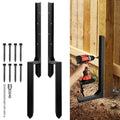 Heavy Duty Fence Post Repair Kit, Anchor Spike, Double-Leg, Set 2 | Heavy Duty Steel, Fence Post Anchor Ground Spike, For Repair Tilted, Broken Wood Fence Post - color: Set 2
