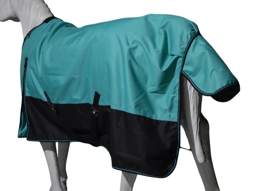 1200D Waterproof Medium Weight Poly (250g Fill) Horse Winter Turnout Blanket with Standard Neck AT010002TQ-66 - color: TURQUOISE, size: 66"