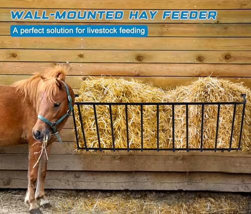 Hay Feeder Goat, 64.17 x 21.26 x 12.2 Multiple Sided Goat Hay Rack, Heavy Duty Galvanized Metal Wall Hay Rack for Sheep Horses, etc - size: 64.17 INCH