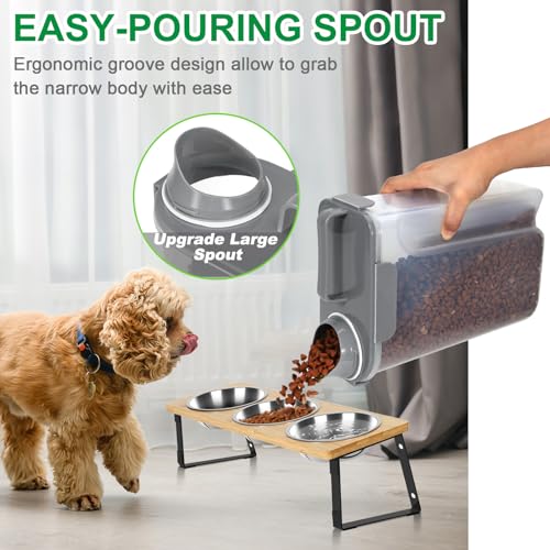 TBMax Large Cat Food Storage Container, Portable Dog Food Container with Upgraded Large Spout and Cup, Travel Pet Food Storage Dispenser for Small Animal Kibble Storage, Bird Seed Container - Grey - color: Dark Grey 6Qt