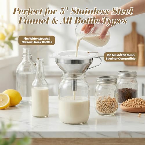 WMKGG 4PCS Food Filter Strainer, 5 Inch Nylon Plastic Strainer | Reusable,for Oils, Juice, Kefir,Wine, Coffee, Milk, Tea, Powder,Nut Milk,Honey(200+100 Mesh) - size: Strainer