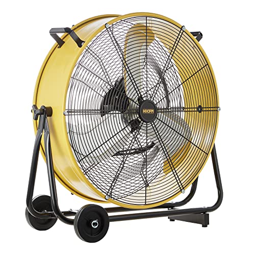 HiCFM 24" Industrial Drum Fan 3-Speed Heavy Duty Metal Air Circulator | 8800 CFM High Velocity Industrial Fan with Casters Handle for Basement Warehouse Factory workshops - style: 24" Drum Fan with Wheels