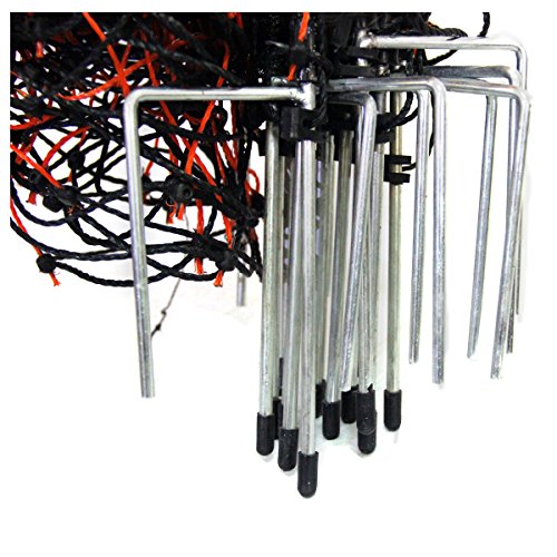 Portable Electric Fencing Net, PE Fence Netting with Condutors for Sheep and Goat with Step-in Fence Post, 35"x164', Green