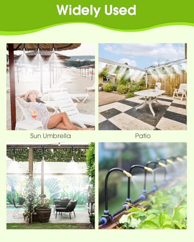 Misters for Outside Patio 32.8Ft (10M) Outdoor Water Misting Cooling System Backyard Mist Kit with 360 ° Adjustable Brass Mist Nozzles & Brass Adapter(3/4'') for Garden,Greenhouse,Fan,Pool,Porch