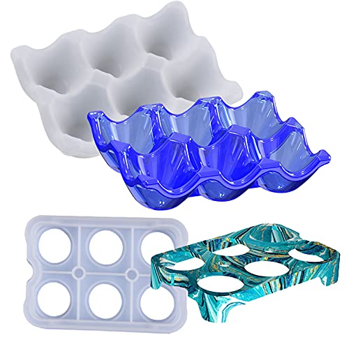 2 Set 6 Cups Egg Holder Silicone Resin Mold Egg Tray Rack Organizer Epoxy Silicone Casting Molds for Fridge, Refrigerator, Kitchen, Pantry, 3D DIY Making Decor Art Crafts