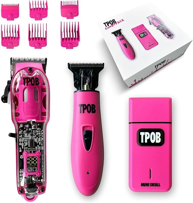 TPOB Slime 2 Barber Hair Clippers Trimmer Shaver Set for Men with Matte case and X Fade Blade (Pin) - color: Pin