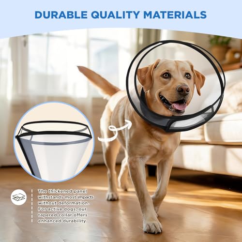 BONTHEE Dog Cone Collar for Surgery Recovery,Adjustable Transparent Pet Recovery Collar for Large Medium Small Dogs & Cats, Protective Elizabethan E-Collar for Wound Healing, Anti-Lick & Bite-XL - color: Twill Matte, size: XL