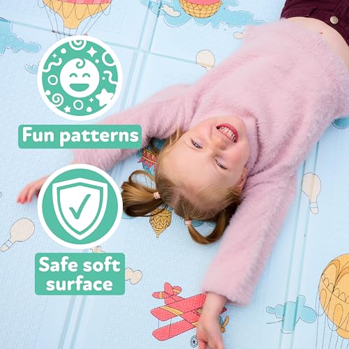 Nuby Reversible Baby Floor Mat | Hot Air Balloons - style: Hot Air Balloons