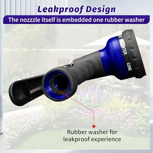 AUTOMAN Garden Hose Nozzle, Water Sprayer Nozzle with 7 Adjustable Watering Patterns,Slip Resistant Nozzle for Plants,Lawn,Washing Cars,Window Cleaning,Showering Pets & Outdoor Fun. - color: Royal Blue
