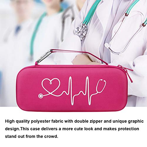 BOVKE Stethoscope Case for 3M Littmann Classic III Monitoring, Lightweight II S.E, Cardiology IV Diagnostic, MDF Acoustica Stethoscopes, Extra Room for Nurse Essentials and Medical Supplies, Raspberry - color: Raspberry