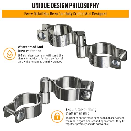 2 Pack 1-7/8" x 1-7/8" Chain Link Fence Gate Hinge, 304 Stainless Steel Heavy Duty Male Female Post Hinges with Bolts and Nuts - color: 1-7/8", size: 1-7/8"