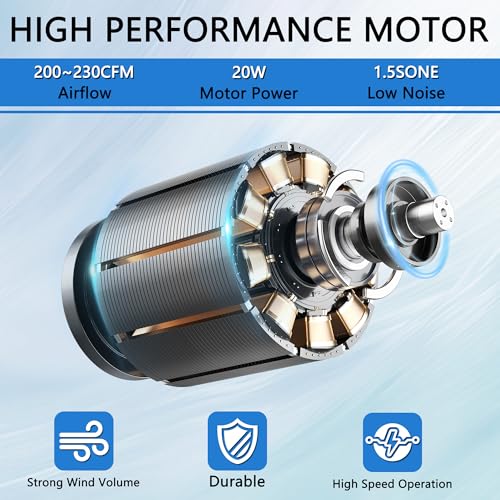 Bathroom Exhaust Fan White Ceiling Mount Ventilation Fan 200-230 CFM 1.5 Sones 6 Inches Duct Energy-Saving Bathroom Ventilation and Exhaust Fan