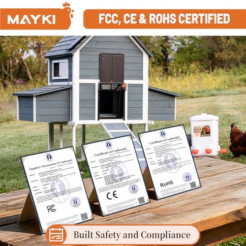 MAYKI Chicken Feeder and Waterer Set and Automatic Chicken Coop Door Solar Powered, Automatic Coop Accessories