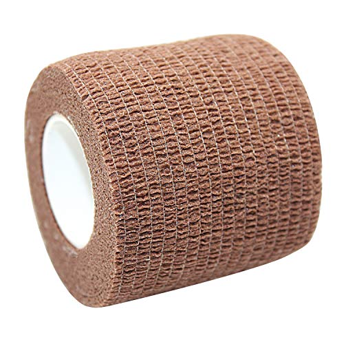 Vet Wrap Medical Tape for Skin Bandage Tape Vet Tape Cohesive Bandage 2 inch x 12 Pack Dark Skin Fabric Bandages Self Sticking Bandage Self Adhering Bandage Wrap Stretch Self Adhesive Tape - color: Dark Skin, size: 12 Pack