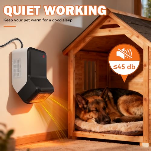 Dog house heater for chicken coop pet, adjustable temperature of 300W/600W for winter warmth, low noise, overheat protection, bite-proof wires, suitable for indoor and outdoor use