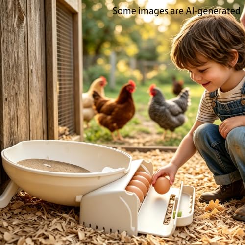 Roll Away Chicken Nesting Box, Round Hen Laying Nesting Tray with Automatic Egg Collection, ABS Plastic Coop Insert or Freestanding Use (1 Pack)