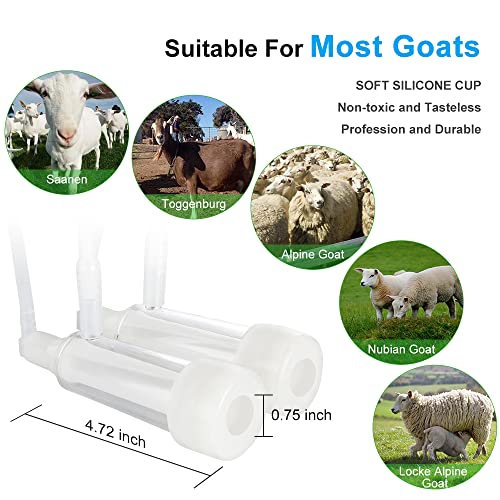 Electric Milking Machine for Goats 7L Portable Pulsation Vacuum Pump Milker with Stainless Steel Milk Bucket