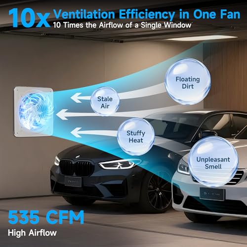 Voltset 8-Inch Kitchen Exhaust Fan, Wall Mounted Extractor Fan with Switch | Metal Housing | High Airflow (535 CFM) | Pure Copper Motor | Built-in Backdraft Damper | Kitchen, Garage & Shed Ventilation - size: 8 Inch with Switch
