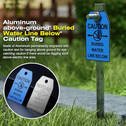 1000 Feet Caution Water Line Below Blue/Black Print Safety Tape with Above-Ground Caution Tag, 2 Inch x Foot 5 Mil, Detectable 2-Inch - style: Caution Buried Water Line