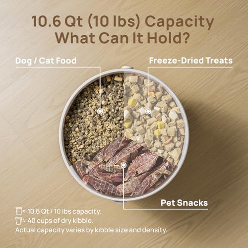 smartoo Vacuum Cat Dog Food Storage Container 10 lb, Dry Pet Food Storage | 10.6 Qt Airtight Cat Food Storage Container with One-Button Easy Use, Magnetic Scoop Incl., BPA-Free, Durable, Rechargeable
