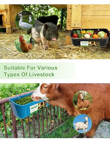 Goat Feeder Trough Hanging for Attach to Fence Holds a lot of Food|Pack of 4,Heavy Duty Miscellaneous Feeders Perfect for Black Goat,Cattle,Horses,Calves,Pig and More Livestock