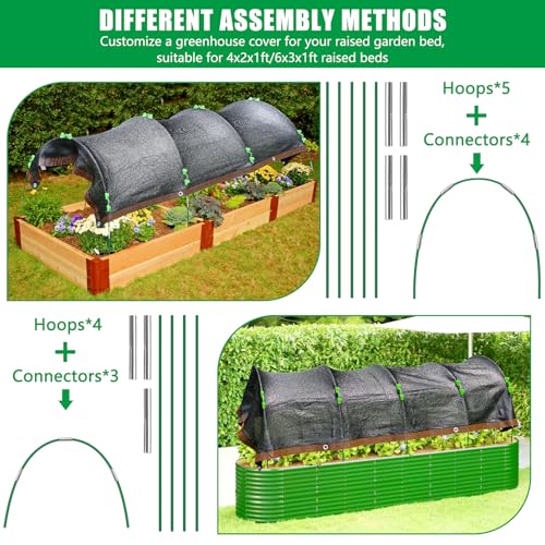 KJX 78.7"x39.4" Garden Shade Kit, 70% Garden Sun Shade Cloth with Hoops | Garden Shade Kit for Plants Heat Protection, Raised Garden Bed Shade Cover Plant Sun Shade for Outdoor Plants Vegetables - size: 78.7"x39.4" Shade Cloth-1 Pack