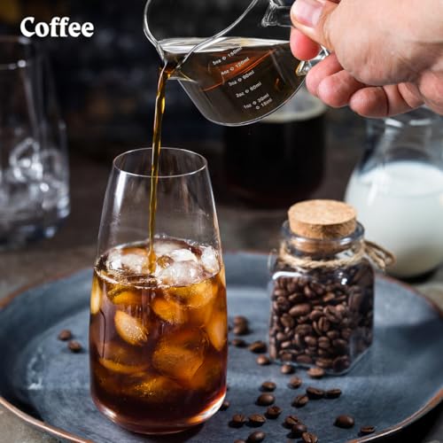 Yardwe Transparent Milk Pitcher 5 Oz Measuring Cup with Spout Household Creamer Pitcher for Coffee Milk Pudding and Ice 3.93 X 2.75 X 2.55 in