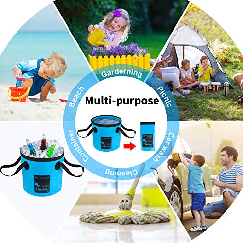 Collapsible Bucket 5 Gallon Container Folding Water Bucket Portable Wash Basin 20L - color: Blue