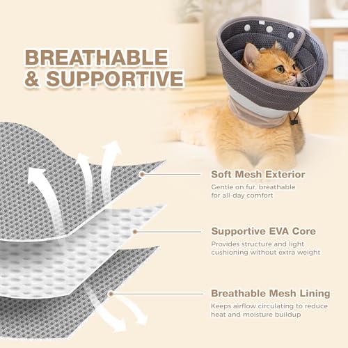 Avont Cat Cone Collar – Soft Lightweight Recovery E-Collar for Cats - Darkgrey S - color: Darkgrey, size: S(Neck: 6"-7")