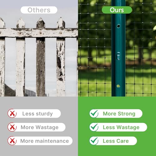 3ft Fence Posts, Pack of 10 - Sturdy Metal U-Posts & Step-in Stakes | No Digging Poles for Garden Wire Fencing and Yard Signs (Fits 2-ft Fence Mesh) - size: 3 Feet
