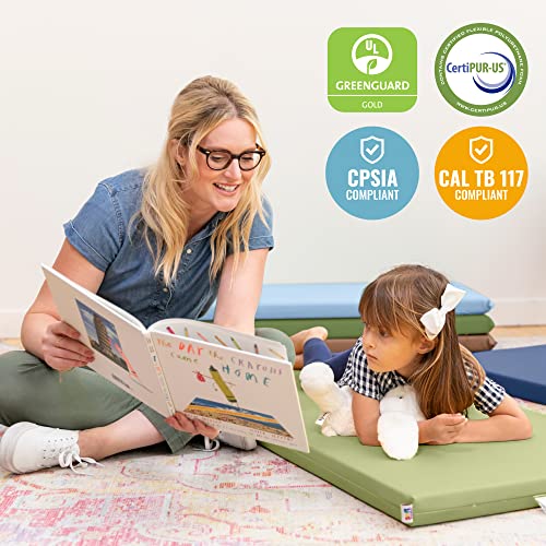 ECR4Kids SoftZone Rainbow Rest Mat, 2in, Sleeping Pad, Earthtone, 5-Piece | Soft foam with polyurethane cover, GREENGUARD Gold Certified, 2-6 years, fully assembled, non-slip base, daycare or classroom - color: Earthtone